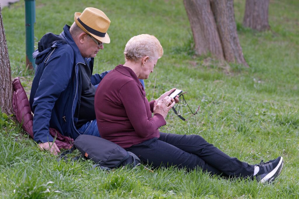 elderly, couple, love, park, care, together, grass, trees, relaxing, smartphone, outdoors, marriage, elderly, nature, elderly, elderly, elderly, elderly